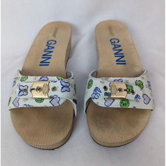 GANNI x DR. Scholl’s Sandals Kiosk Parrot Slides Wooden Platform Shoe EU 40 US 9 - Picture 6 of 16